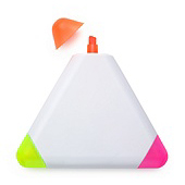 Traingular highlighter with three tips colours: orange, lime and pink.